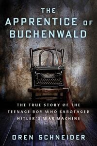 The Apprentice of Buchenwald book cover with a chair and typewriter on front.