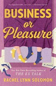 Business or Pleasure book cove with fa couple's feet showing under the tablecloth.