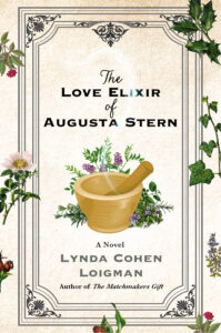 The Love Elixir of Augusta Stern by Lynda Cohen Loigman book cover with a mortar and pestle in center 