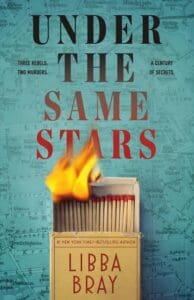 Under the Same Stars by Libba Bray book cover with bold red title and book of matches starting to flame. 