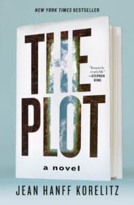 The Plot book cover with book called The Plot inset on image. 