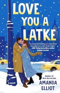 Love You a Latke by Amanda Elliot book cove with a cartoon couple kissing 