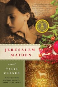 Jerusalem Maiden by Talia Carner book cover featuring a woman's profile on the cover.